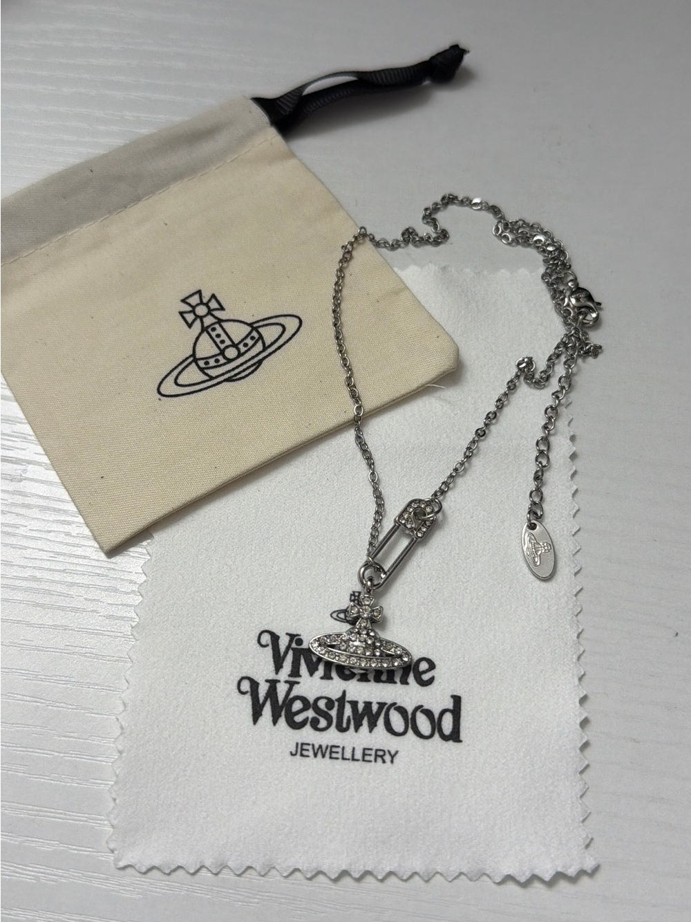 Vivienne Westwood Silver Crystal Orb Pendant Necklace